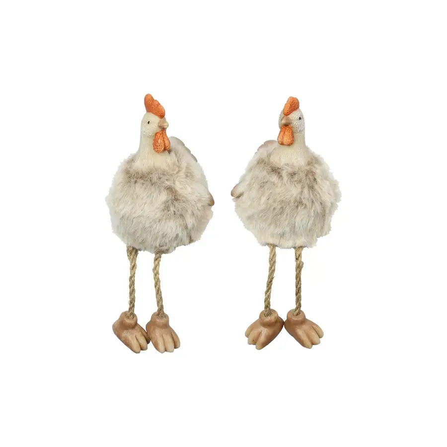 Kip met bungelbenen Pien | aardewerk decoratiekip | wit