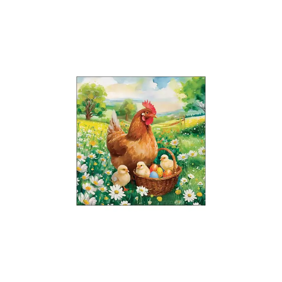 Servetten Easter chicks in meadow 33 cm | papieren servetten | groen
