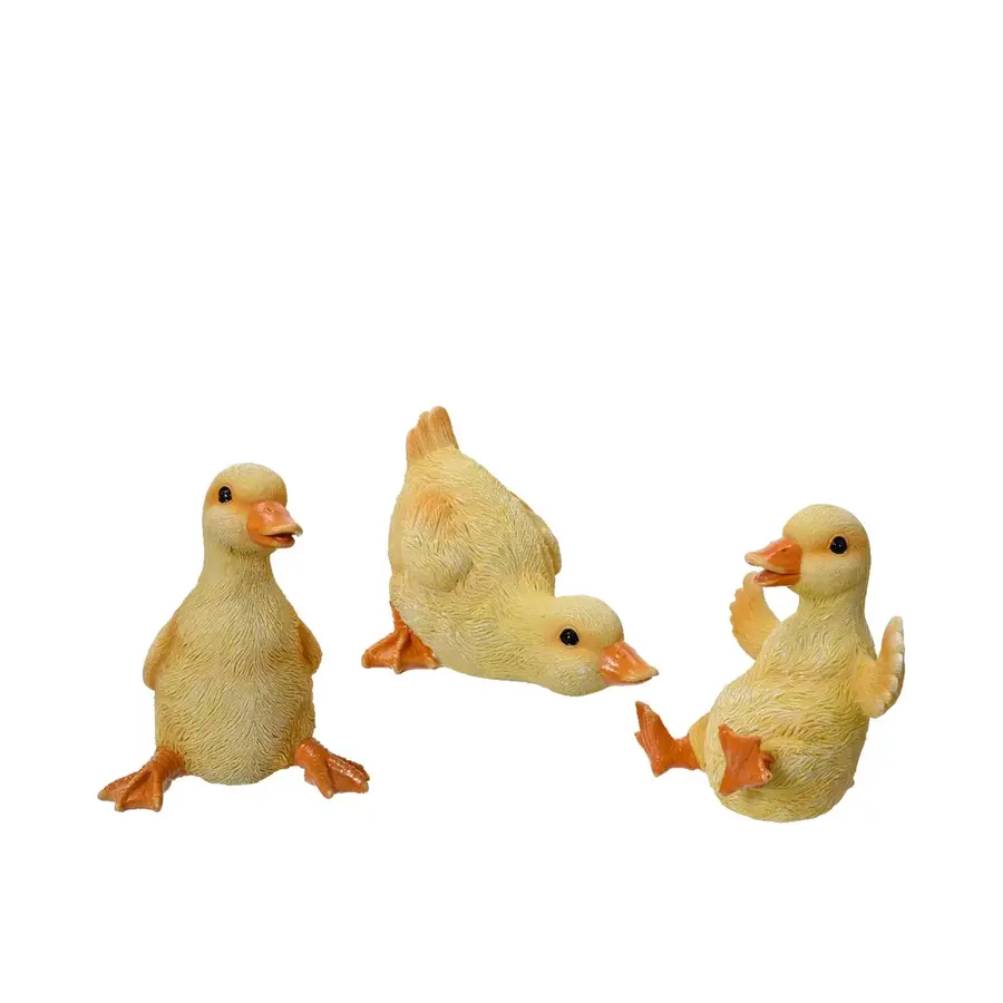 Decoratie eend polyresin  | geel | voorjaarsdecoratie