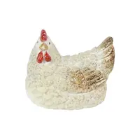 Zittende kip decoratie | keramiek | crème