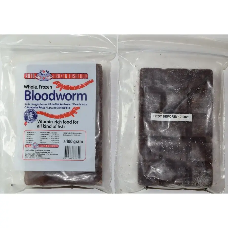 Rode muggenlarven diepvriesvoer | chocoladetablet 100 gram | voor aquariumvissen