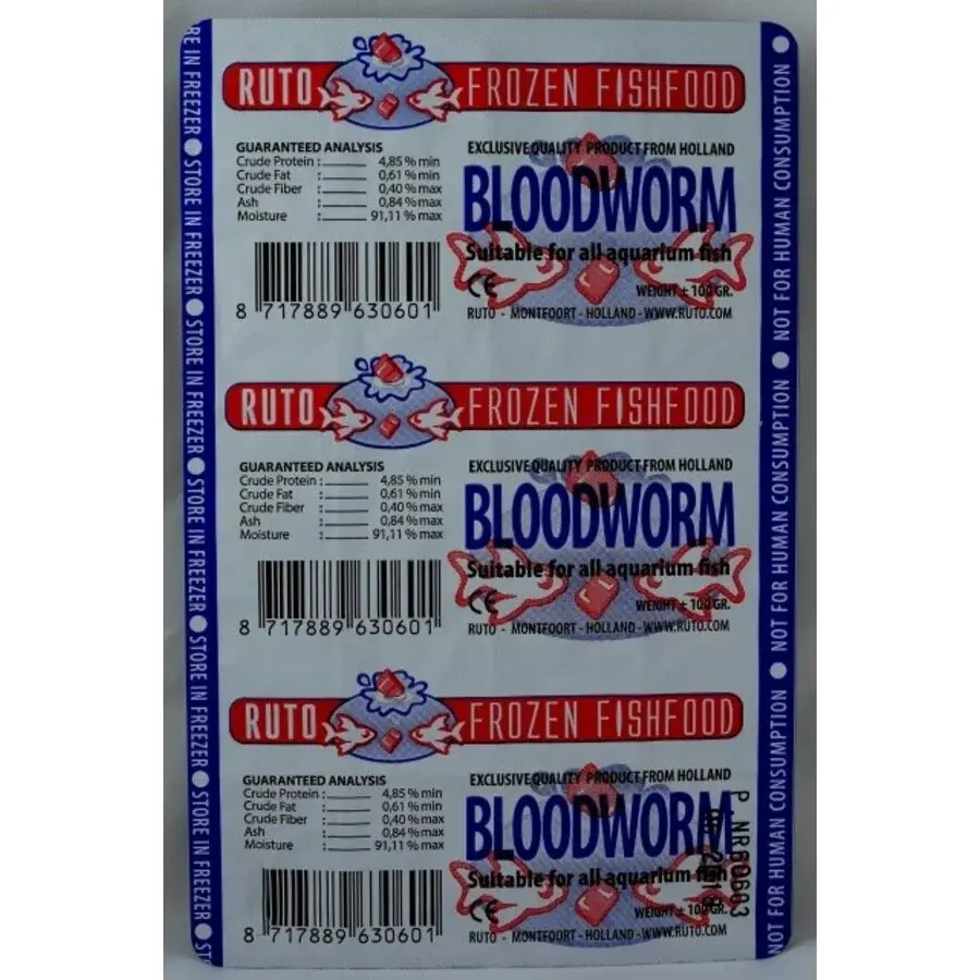 Rode muggenlarven diepvriesvoer 100 g | 20 deelbare blokjes | blister zonder omverpakking