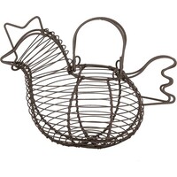 Eiermand kip 23x14x17 cm | metalen opbergmand voor eieren | bruin