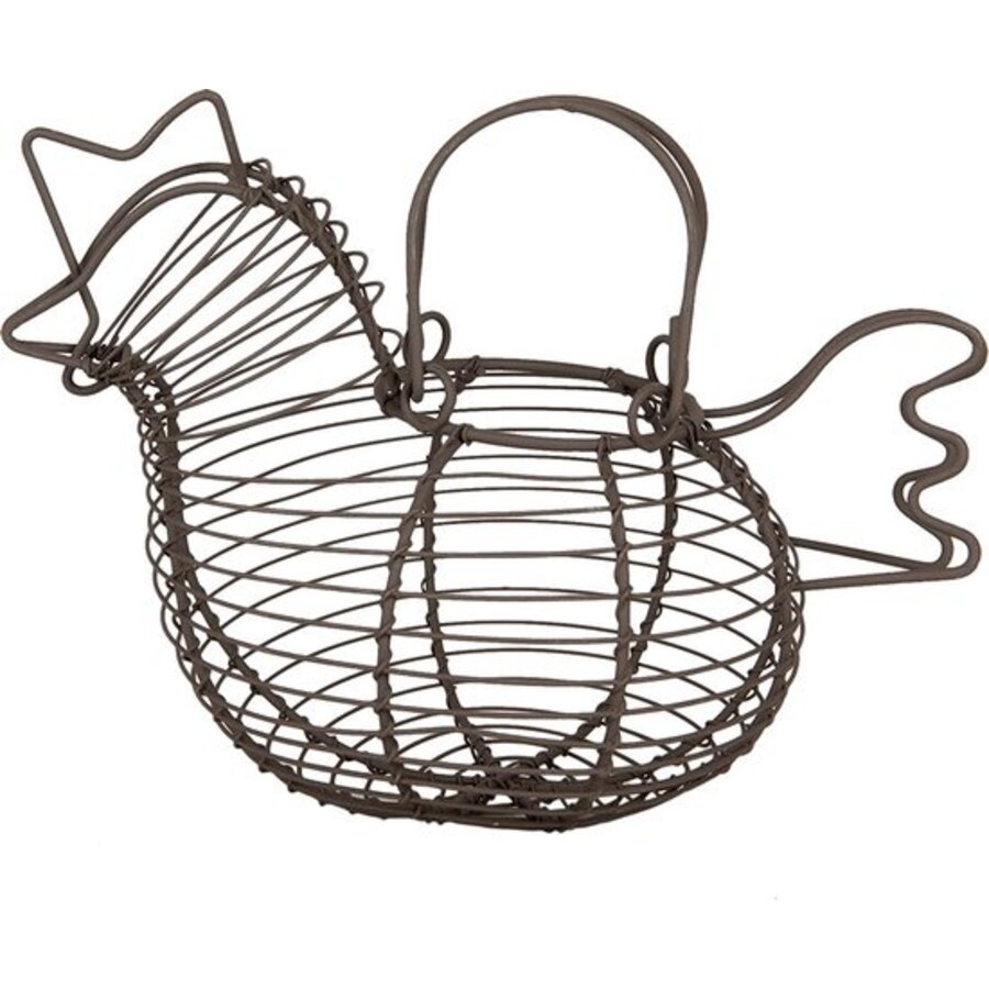 Eiermand kip 23x14x17 cm | metalen opbergmand voor eieren | bruin