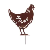 Roest tuinsteker kip | metalen tuinsteker H37 cm | tuinornament