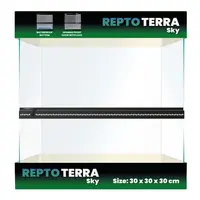 Glazen terrarium 30x30x30 cm met gaasdeksel | waterdichte bodem | frontdeuren met slot