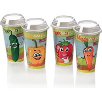 Kweek je eigen groente set | 4 bekers met kokos zwelschijven, zaad, etiketten en kweekinstructie | Paprika, komkommer, tomaat en wortel