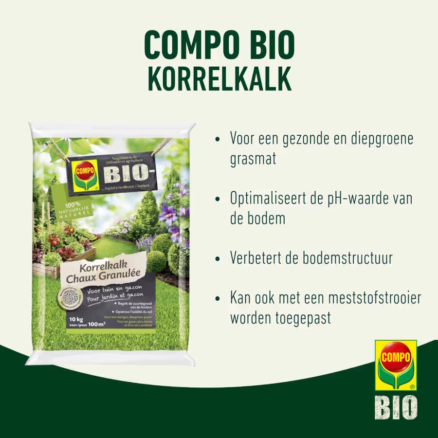 Bio korrelkalk 10 kg | pH-waarde verhogen | voor gazon, sier- en moestuin