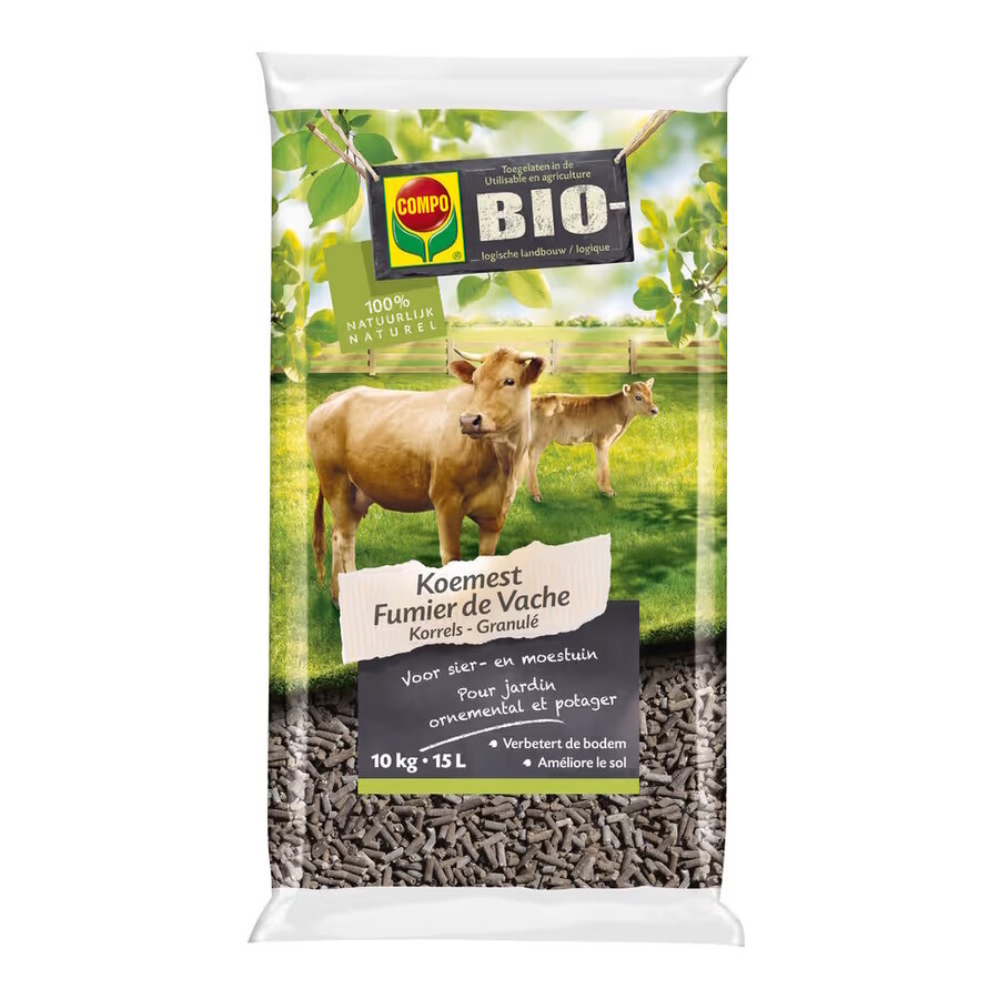 BIO Koemestkorrels 10 kg | organische bodemverbeteraar voor sier- en moestuin