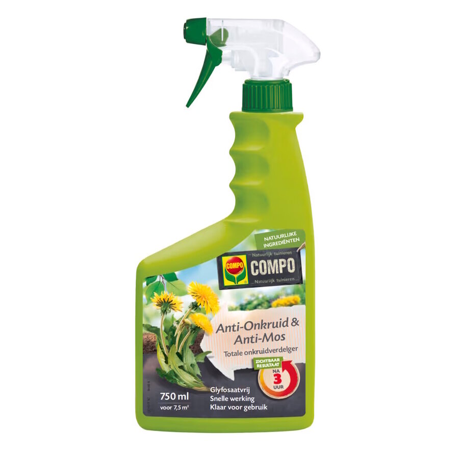 Anti-onkruid | anti-mos spray totale onkruidbestrijder 750 ml (ca. 7,5 m²)