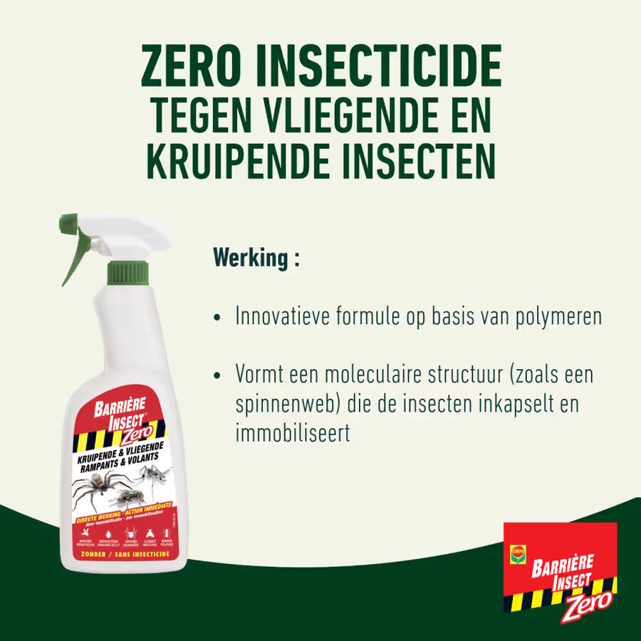 Barrière Insect Zero Insecticide spray 500 ml | insecticidevrij tegen vliegende en kruipende insecten