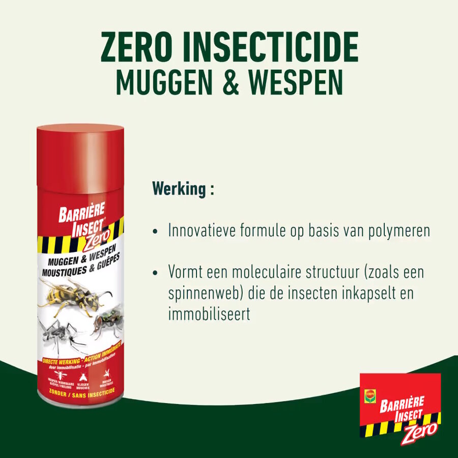 Insectenspray Zero tegen muggen en wespen | spuitbus 400 ml