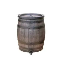 Regenton houtlook bruin 50 liter | inclusief kraan en deksel