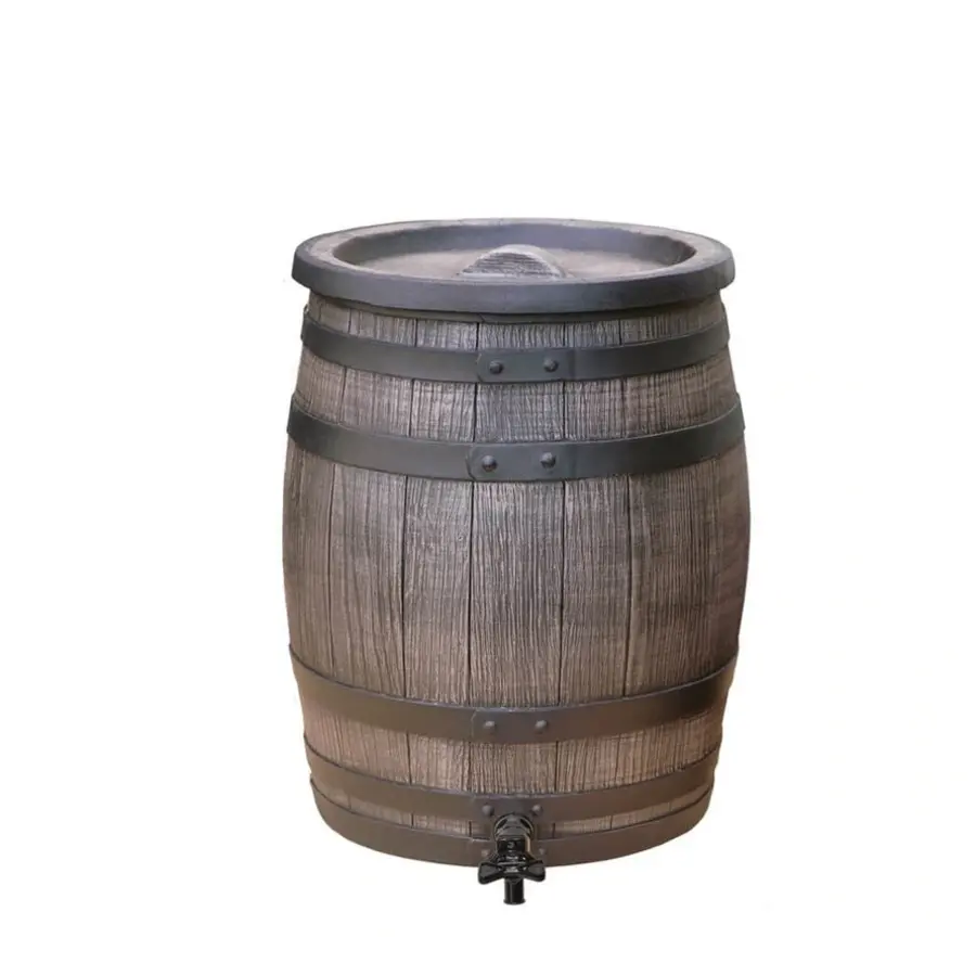 Regenton houtlook bruin 50 liter | inclusief kraan en deksel