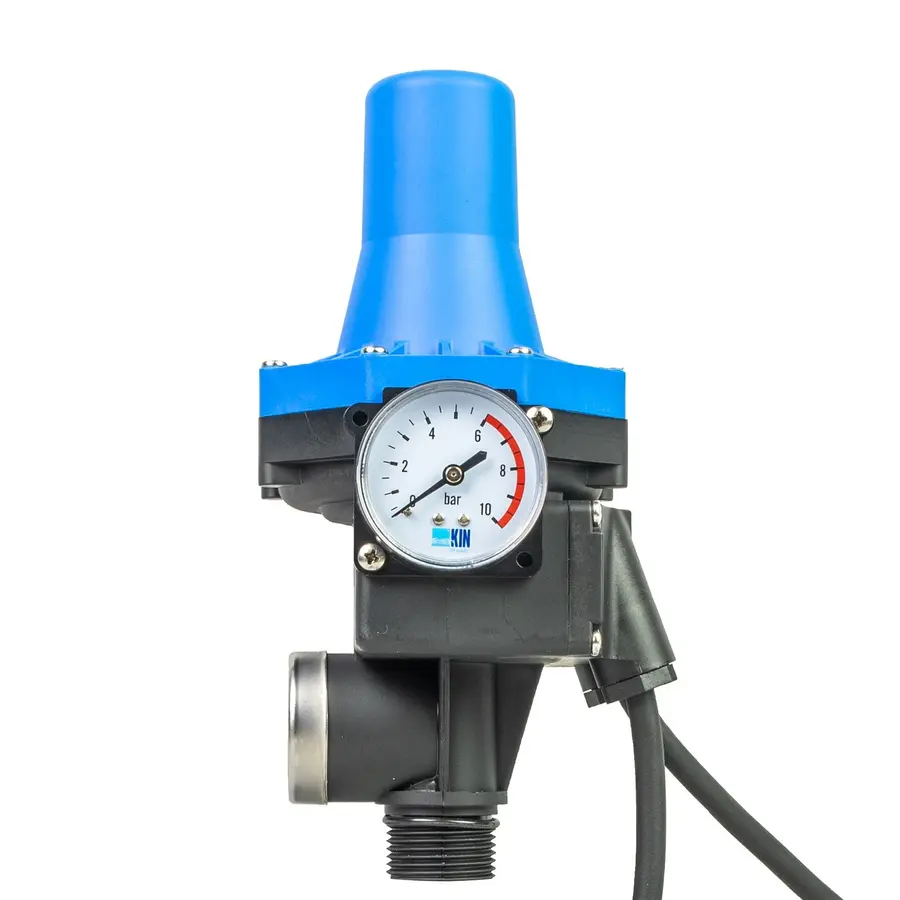 Pumpcontrol drukschakelaar met manometer | 1 inch buitendraad | droogloopbeveiliging