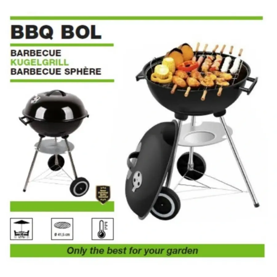 BBQ bol groot Ø44 cm | houtskoolbarbecue met deksel | hoogte 70 cm
