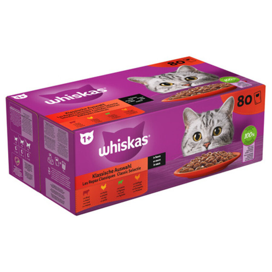 Classic selectie in saus maaltijdzakjes | multipack 80 x 85 g voor volwassen katten