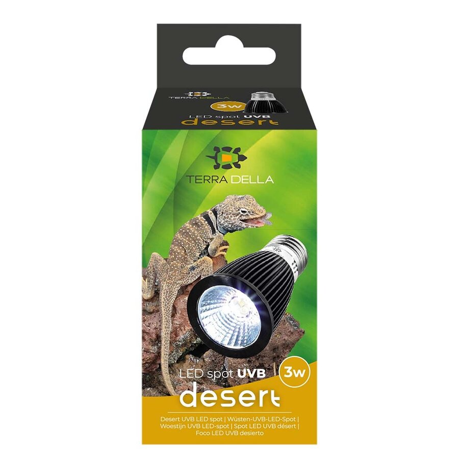 LEDlamp UVB woestijn zwart | energiezuinige UVB/UVA LED spot 3W | 5x5x9 cm