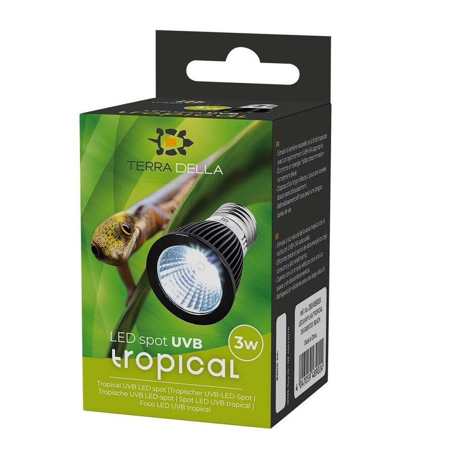 LEDlamp UVB tropisch zwart | 3W | 5x5x7 cm | UVA + UVB terrariumspot