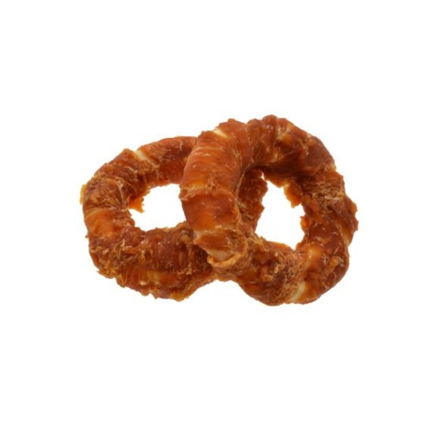Donut met kip 100-120 g bulk | kauwsnack van buffelhuid Ø12 cm | 10 stuks