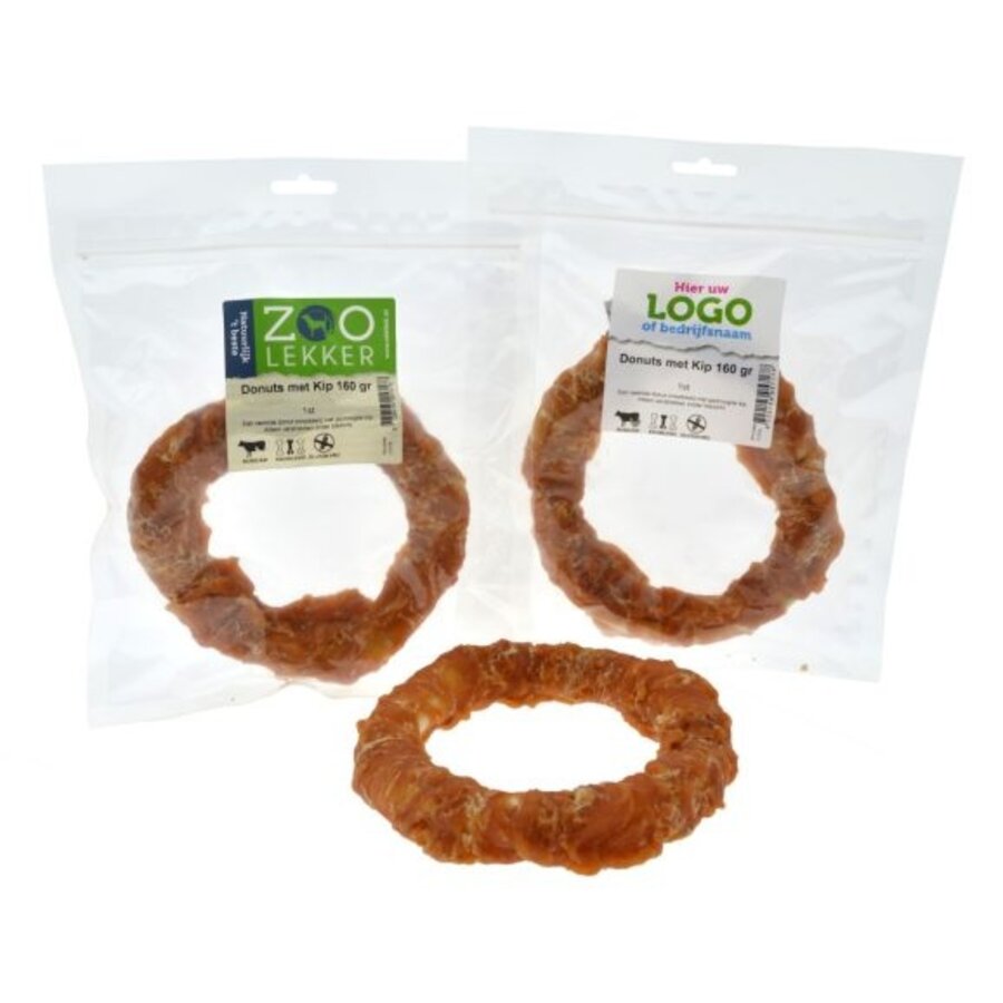 Donut met kip 160 g | kauwsnack van buffelhuid voor honden