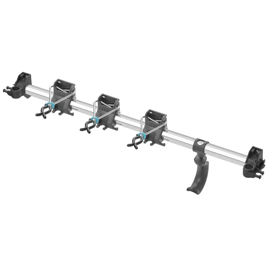 Gereedschapsrek Plus | aluminium wandrek met 3 houders + universele haak