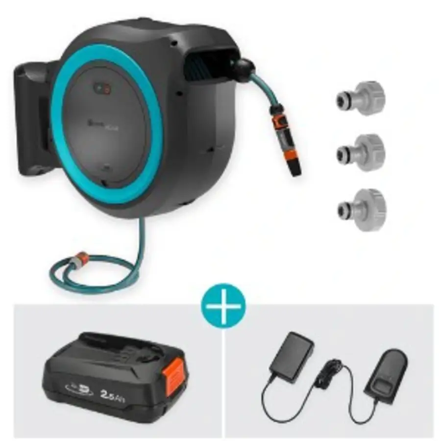 Accu wandslangenbox PowerRoll XXL set 40 m | automatisch oprollen | inclusief accu en lader