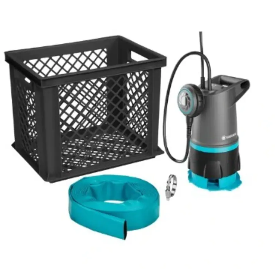 Hoogwater set 20000 | 20.000 l/u dompelpomp 2-in-1 + platte slang 10 m + opbergbox met voorfilter