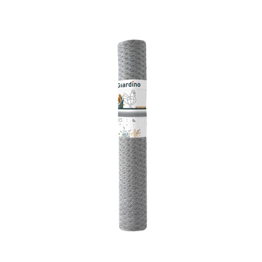 Zeskant gaas verzinkt 25 mm | 0,8 mm | 0,75 m x 50 m | kippengaas voor ren en tuin