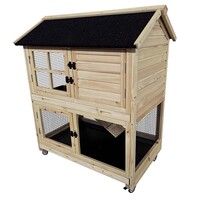 Konijnenhok met wielen 98x65x113 cm | 2 verdiepingen | nachthok | ruime ren