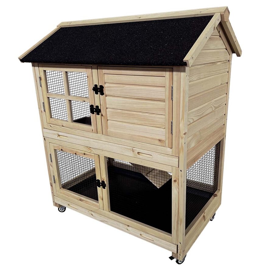Konijnenhok met wielen 98x65x113 cm | 2 verdiepingen | nachthok | ruime ren