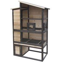 Volière Chirpy Court houtkleurig | 110 x 56 x 175 cm | met nestkast