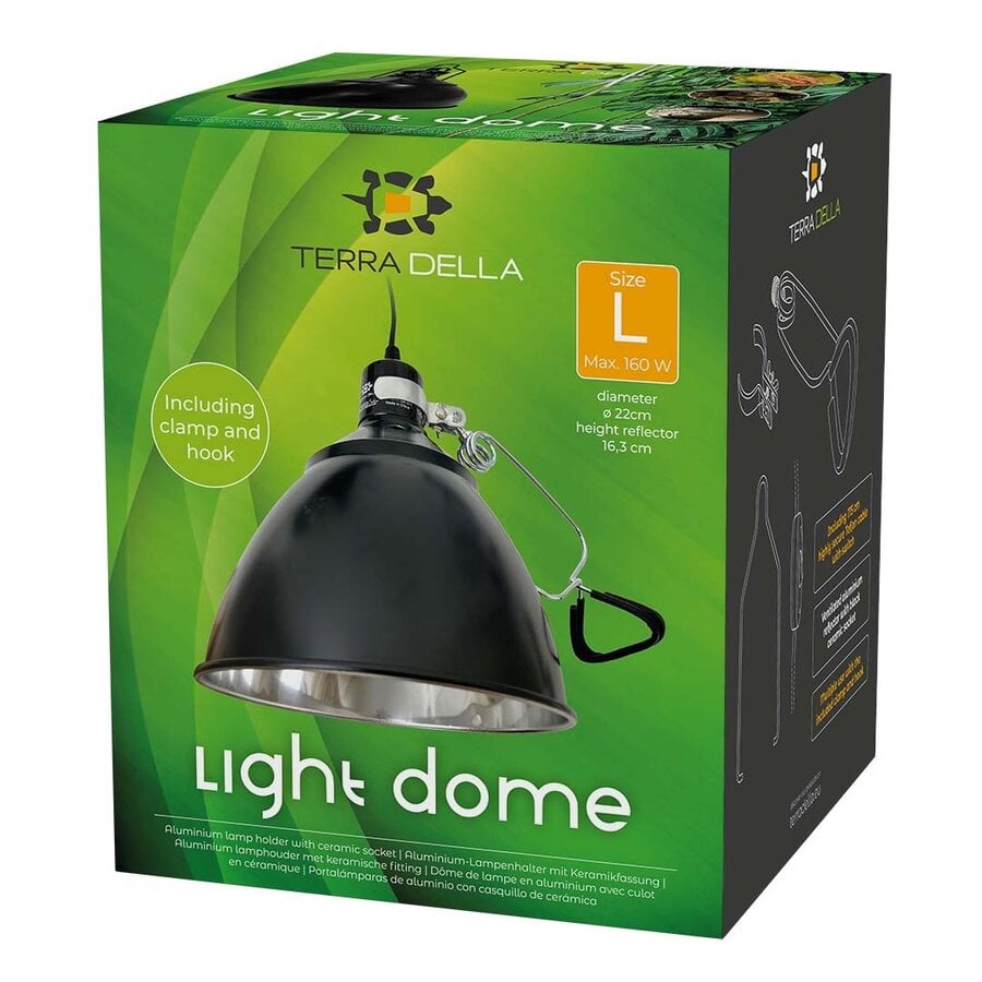 Lamphouder zwart 14 cm | aluminium reflector | keramische fitting | 175 cm kabel