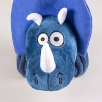 Pluche dino triceratops corduroy blauw | 31 x 13 x 15 cm | met pieper