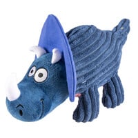 Pluche dino triceratops corduroy blauw | 31 x 13 x 15 cm | met pieper