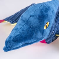 Pluche dino Pteranodon corduroy blauw | 36x36x10 cm | met pieper