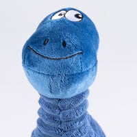 Pluche dino brontosaurus corduroy blauw | 25 x 11 x 25 cm | met pieper