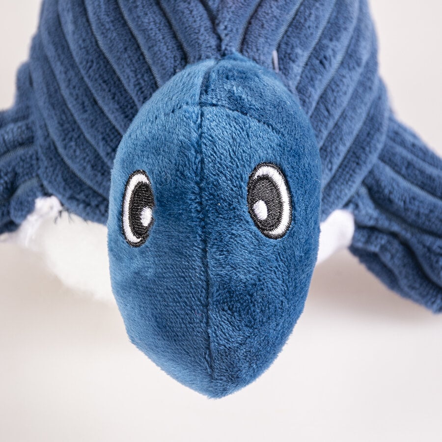 Pluche dino stegosaurus corduroy blauw 34 x 12 x 16 cm | met pieper