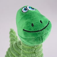 Pluche dino brontosaurus corduroy groen | 24 x 12 x 24 cm | met pieper