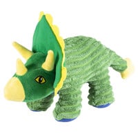 Pluche dino triceratops corduroy groen 34 x 17 x 18 cm | met pieper