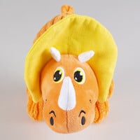 Pluche dino triceratops hondenspeelgoed | corduroy | 30x12x14 cm | oranje