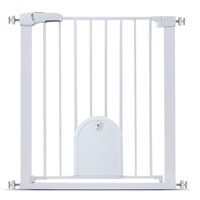 Hondenveiligheidshek met kattenluik wit | 75-82 cm breed | 76 cm hoog