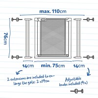 Hondenveiligheidshek met 2 verlengstukken 75–110 cm breed | 76 cm hoog | zwart/bruin