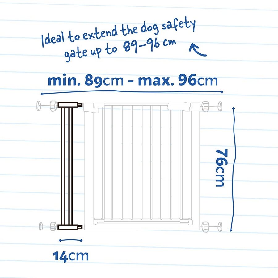 Verlengstukken voor veiligheidshek wit | set 2 stuks 7 cm + 14 cm