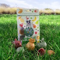 Fruity Buddies vegetarische kauwsnack hond | 6 cm 18 stuks | 9 cm 6 stuks | 11,5 cm 3 stuks