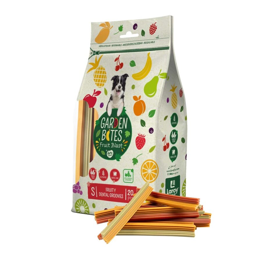 Fruity Dental Groovies gebitsverzorgende kauwsnack | 12,5 cm 20 stuks | 16 cm 10 stuks | 25 cm 3 stuks