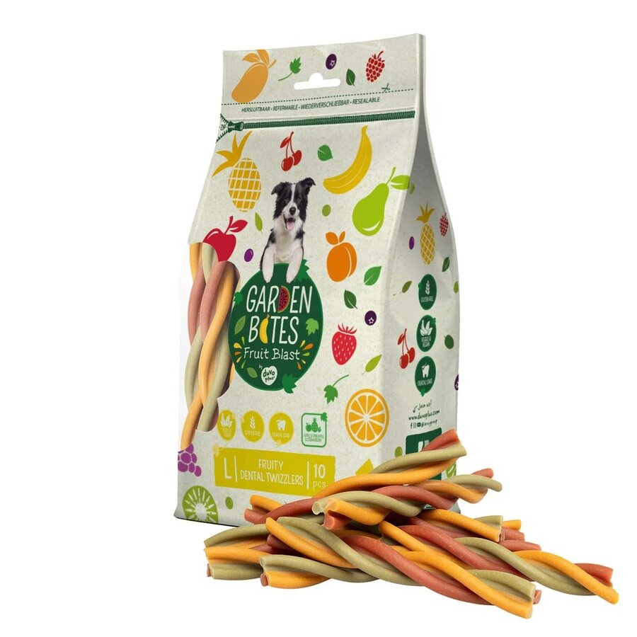 Fruity Dental Twizzlers hondensnack | Small 12,5 cm 20 stuks | Large 16 cm 10 stuks | Extra Large 25 cm 3 stuks