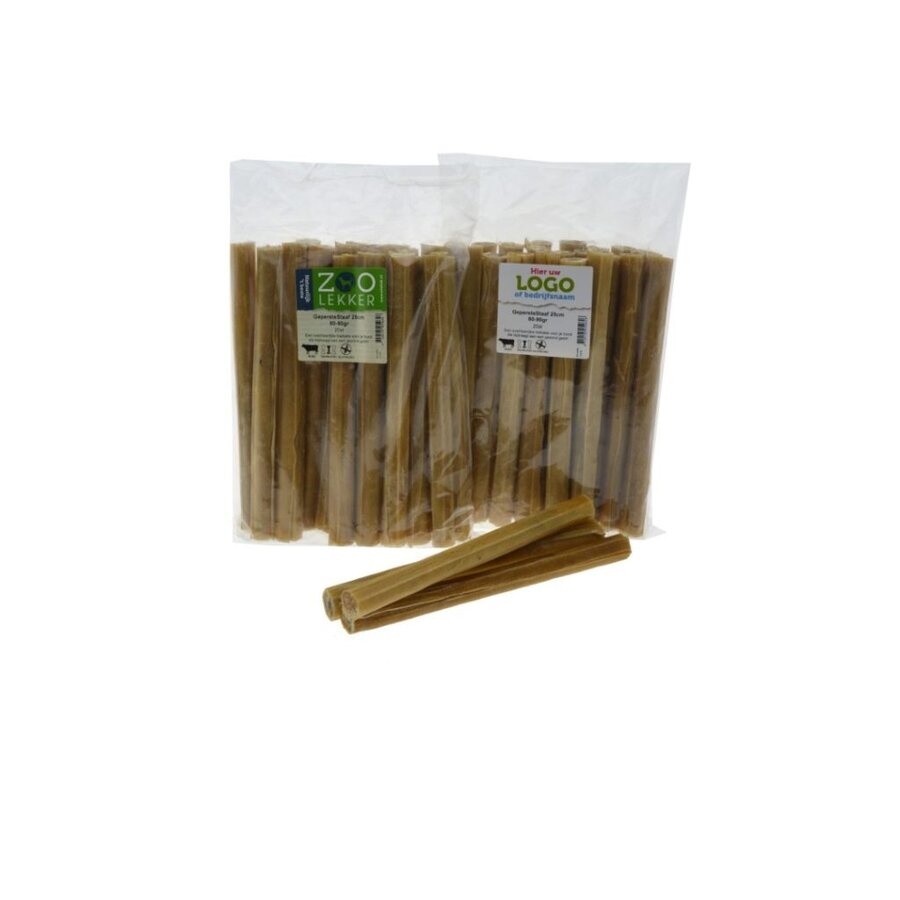 Geperste kauwstaaf 25 cm 80-90 g | stevige buffelhuid snack | 20 stuks