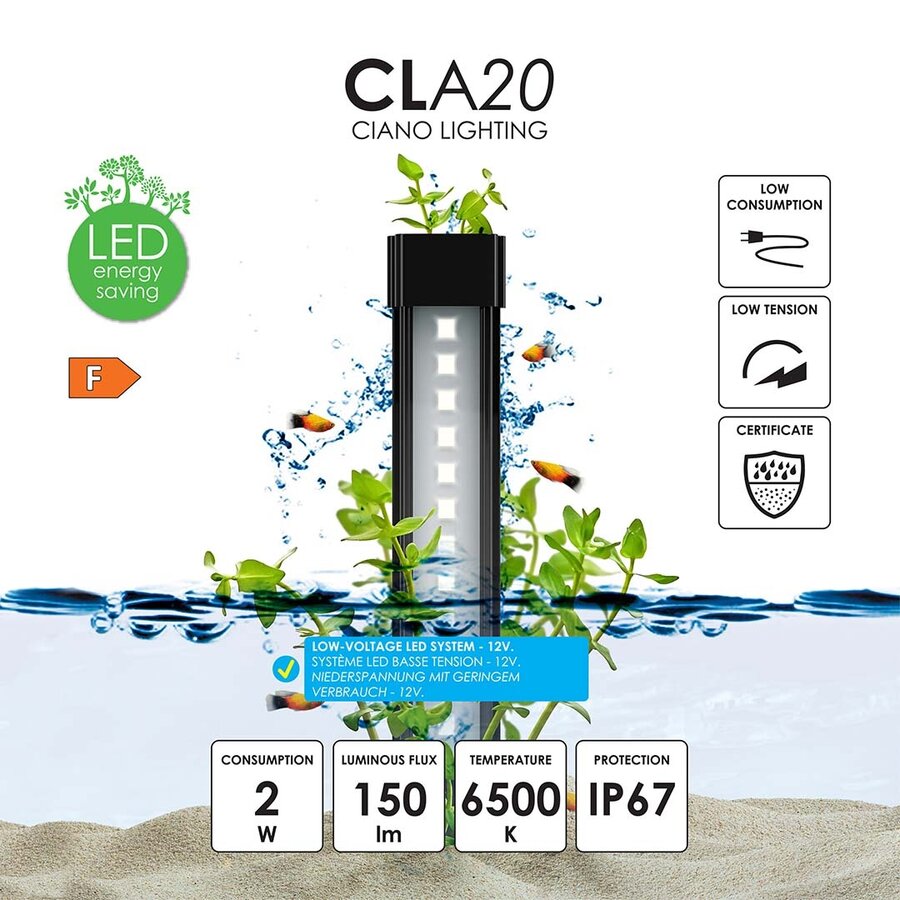 Aquarium Aqua 30 | 40 x 20 x 45,5 cm | ca. 25–27 liter | compleet met LED en binnenfilter