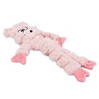 Pluche Huggi varken roze hondenspeeltje | plat zonder vulling | met pieper | maat S of L
